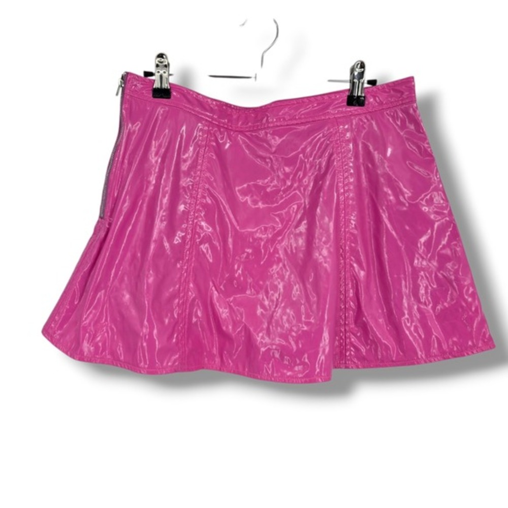 TCEC Womens Bubblegum Pink Patent Faux Leather Skort Mini Skirt CS3526 New L